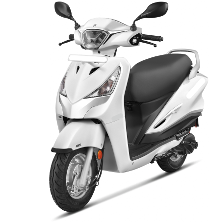 Imagem de uma moto scooter branca com cinza